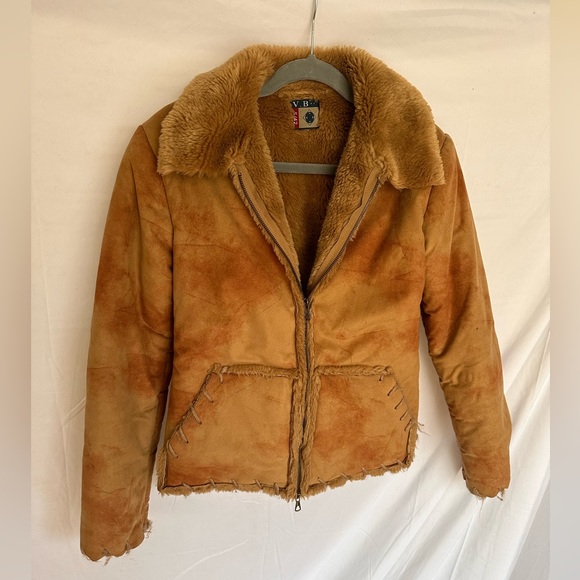 RARE vintage 80s/90s Shearling Faux Leather Jacket - Picture 1 of 7